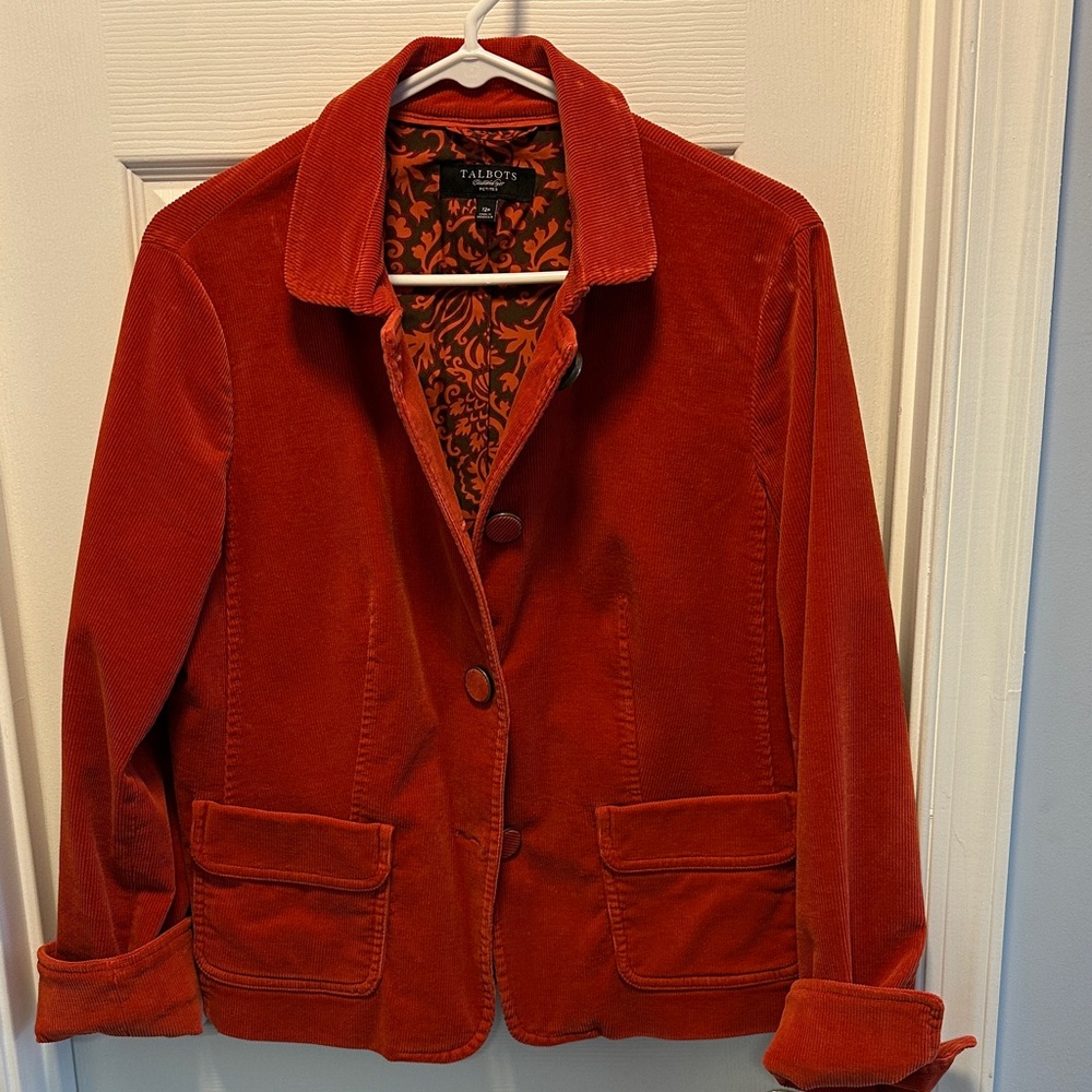 Talbots Women's Burnt-Orange Red Corduroy Blazer